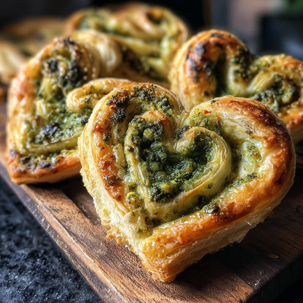 Puff Pastry Hearts with Pesto