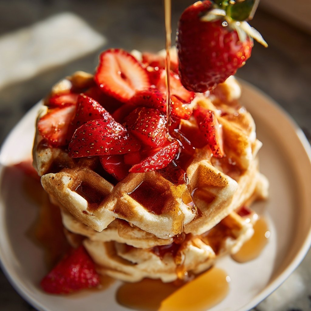 Valentines Breakfast Strawberry Waffles
